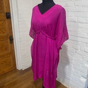 Pink cover up sundress tie waist